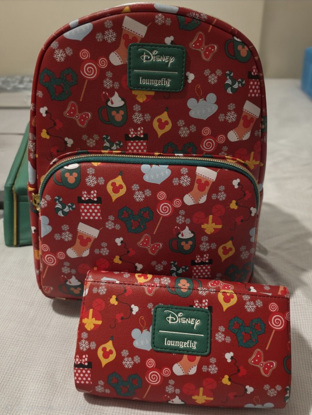 Loungefly Red Holiday Mickey Mini Backpack And Matching Wallet